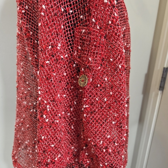 ⭐️Lulu-B Red Cardigan With Coconut Buttons Size Med - Picture 3 of 5